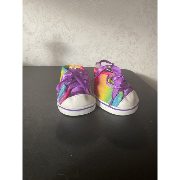 Build-A-Bear Rainbow High-Top Shoes With Purple Laces For Stuffed Animals - Picture 1 of 4